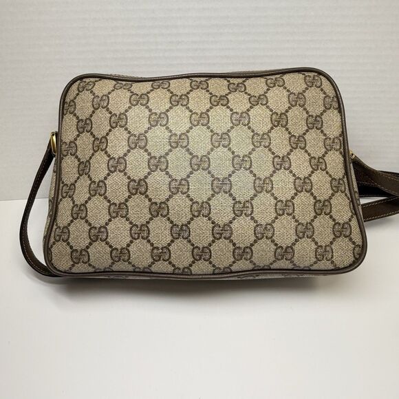 Vintage GUCCI GG Canvas Web Sherry Line Beige Red Green Shoulder Bag - Picture 5 of 13